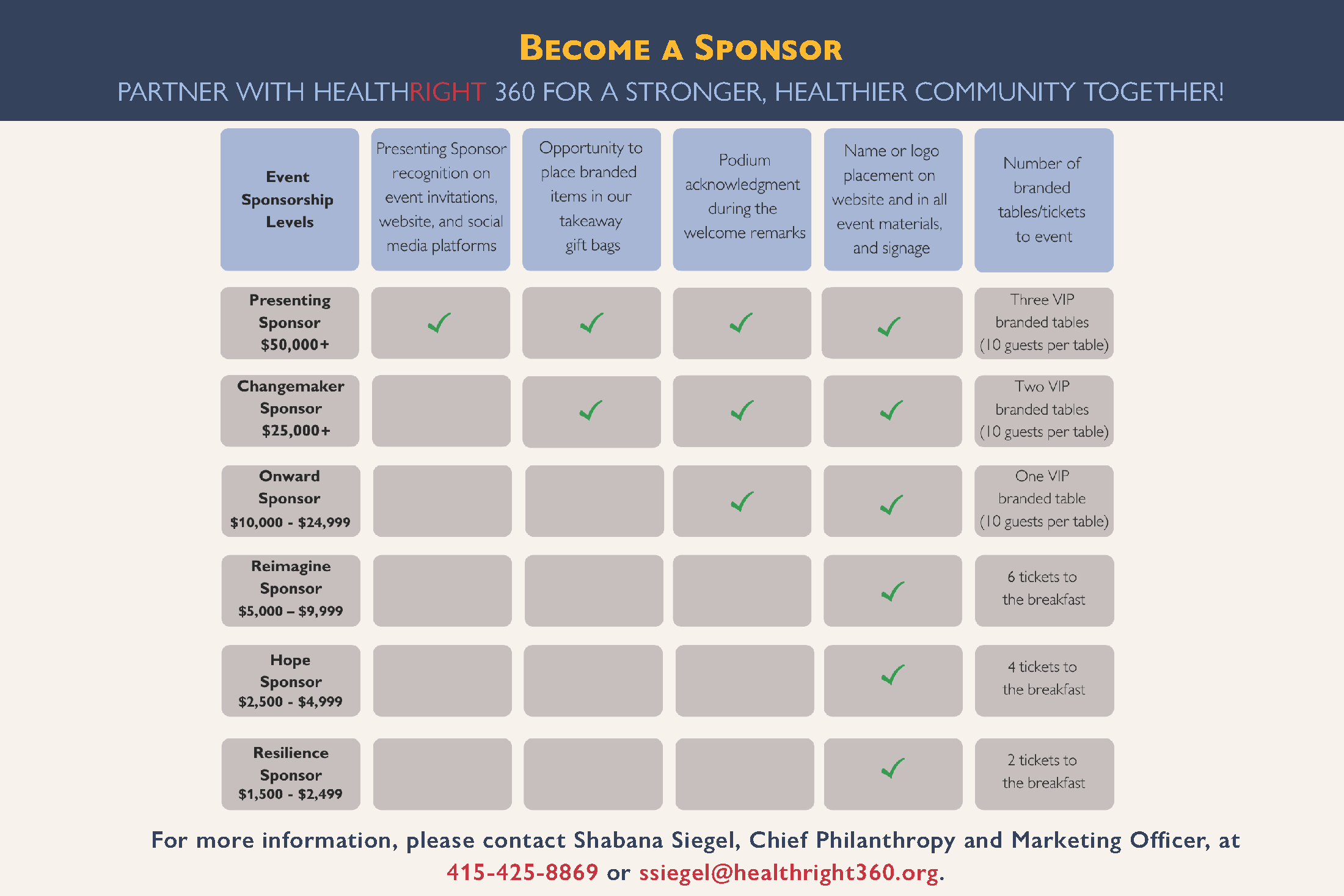 SPONSOR THE EVENT